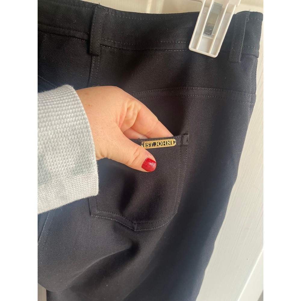 St. John Women's Black Designer Business Straight Leg Hi-Rise Ankle Pant Sz 4 - Picture 6 of 10